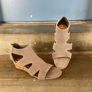 EuroSoft Sancia Neutral Taupe Knit Wedge Sandals - Women